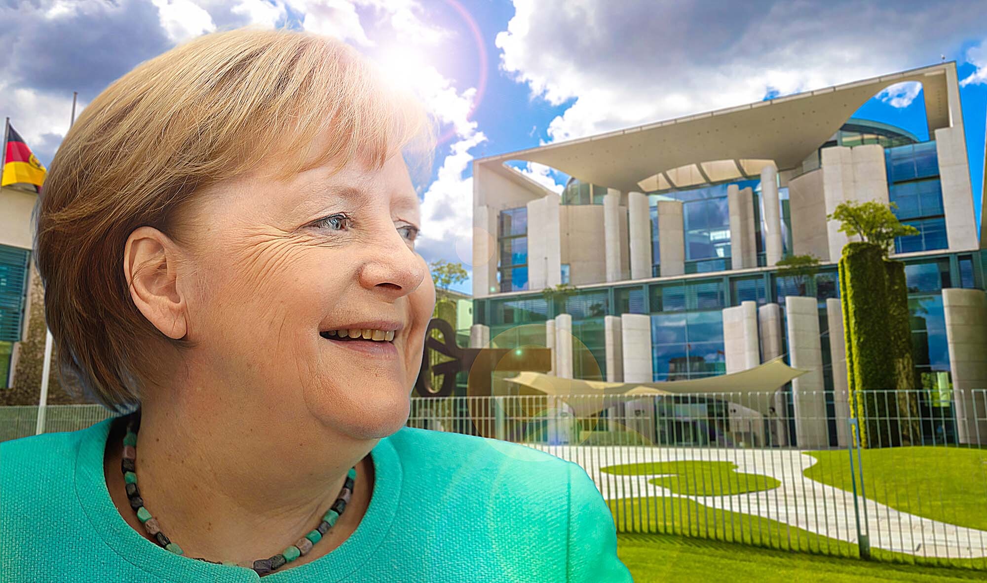 Angela Merkel lächelt Kanzleramt