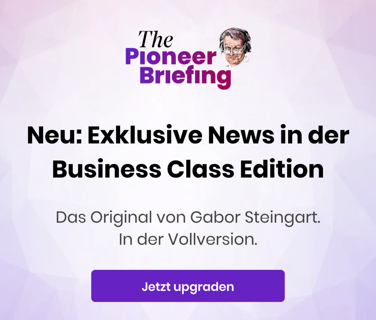 Teaser "Neu: Exklusive News in der Business Class Edition" 