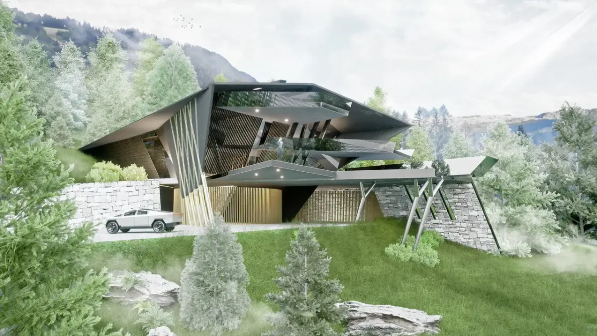 20230801-image-Blue Arch-mb-Entwurf für das Haus von Elon Musk in Südtirol